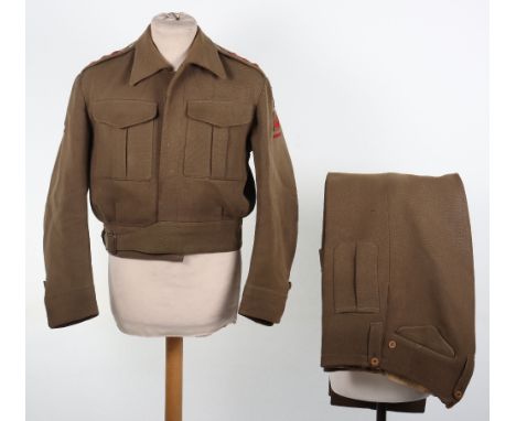 WW2 British Battle Dress Uniform Set of Captain B S M Carson 1st Battalion Highland Light Infantry, 53rd Welsh Infantry Divis