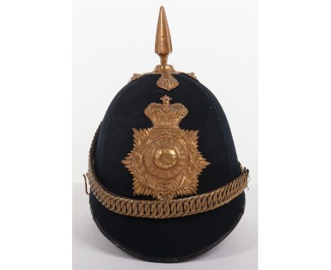 Victorian Royal Marines Light Infantry Other Ranks Home Service Helmet, blue cloth covered home service pattern helmet with b