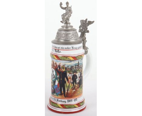 Imperial German 2nd Company 5th Battalion Baden Infantry Regiment Number 113 Freiburg 1905-07 Commemorative Stein, fine examp