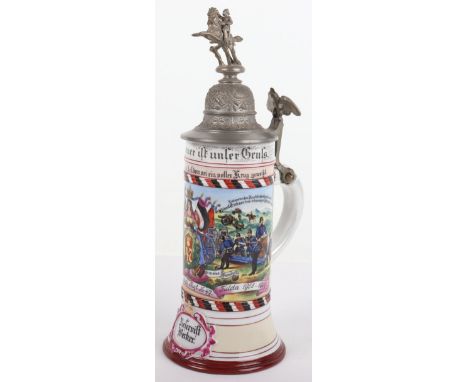 Imperial German Field Artillery Regiment Nr 47 Fulda 1905-07 Commemorative Stein, fine example of a porcelain 0,5 litre stein