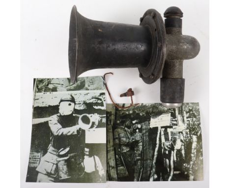 WW1 Period Gas Attack Alert Alarm, alloy instrument with press down button which creates an fog horn style alert. No marks or