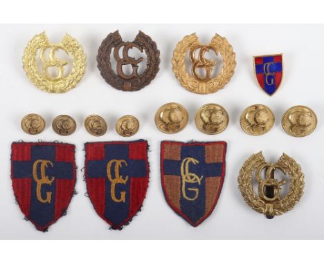 Grouping of Badges and Insignia of the Control Commission Germany, including 4x variations of cap badge with lug fittings to 
