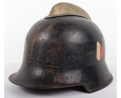 WW2 German Fire Brigade Helmet, good example of the civilian pattern helmet retaining much of its original black paint finish