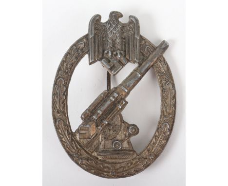 WW2 German Army Flak Combat Badge (Flakkampfabzeichen des Heeres), fine zinc made award badge with no makers mark. Complete w