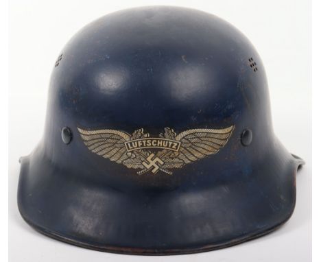 WW2 German Luftschutz Gladiator Steel Helmet, good example of a single piece gladiator pattern helmet which retains much of t