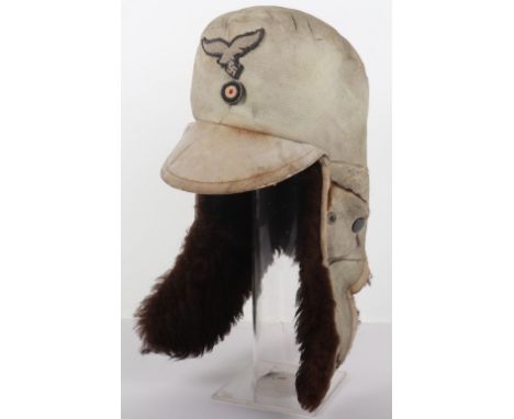 WW2 German Luftwaffe Russian Front Field Cap, good example of the special pattern field cap produced in white hide and brown 
