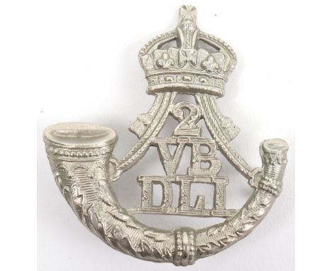 2nd Volunteer Battalion Durham Light Infantry Cap Badge, white metal example with two lug fittings to the reverse.