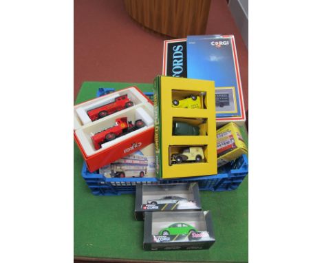 Thirteen Diecast Model Vehicles by Corgi Detail Cars, to include #97002 AEC Regent - Sheffield #D74/, Pickfords three vehicle