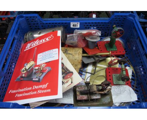 A Collection of Toy Live Steam Accessories and Parts, including Mamod Grinder Stamper, a Pre-War German Love Steam Accessory 