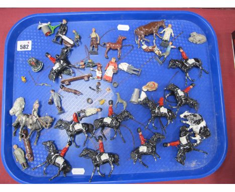 A Quantity of Lead, White Metal Model Figures, Farm Animals, Military Mounted, Britains noted, all playworn, small parts may 