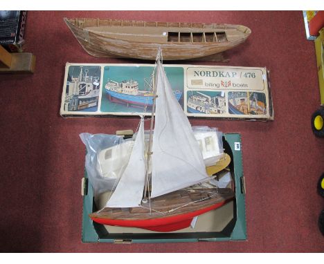 Model Boat Interest, to include two pond yachts, rigging, billing boats, Nordkap/476 balsa wood kit (unchecked for completene