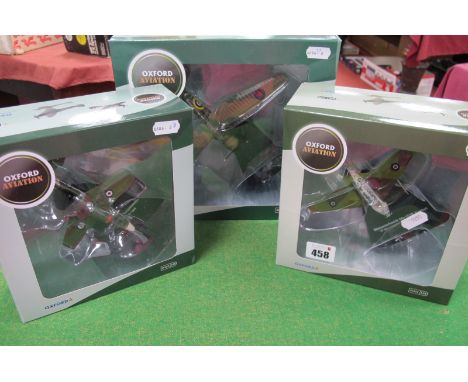 Three 1:72nd Scale Oxford Aviation Diecast Model Military Aircraft, comprising of #AC101 Westland Lysander MKIII, #AC073 Mess