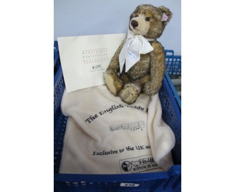 A Steiff Limited Edition 'The English Teddy Bear', brown tipped, wind up musical bear, 30cm high, certified No. 02079, soft d