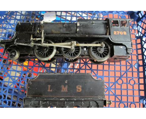 Bassett-Lowke 'O' Gauge/7mm Live Steam 2-6-0 "Crab" Locomotive Plus Tender, L.M.S black, R/No 2709 fair, chimney detached, te