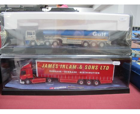 Two Corgi 1:50 Scale Diecast Model 'Modern Trucks', comprising of #75401 Leyland - DAF curtain side, James Irlanm and Sons Lt