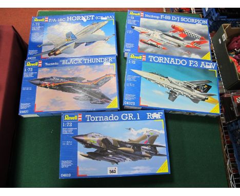 Five Revell 1:72 Scale Plastic Model Military Aircraft Kits, all jets to include #04619 Tornado GR.I RAF, #4320 Northrop F-89