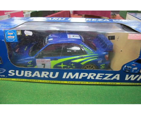 MRC 1:10th Scale RC Subaru Impreza WRC #7 Solberg/Mills,  27 MHZ RC system, battery pack, boxed, untested.