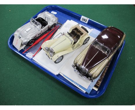 Three 1:24th Scale Franklin Mint Precision Models, comprising of Carroll Shelby's Cobra 427 S/C, Jaguar SS-100, 1955 Bentley 