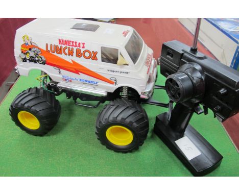 A Tamiya 1/12th Scale R/C "Vanessa's Lunch Box V.W White Edition", fair condition with controller, components not checked for