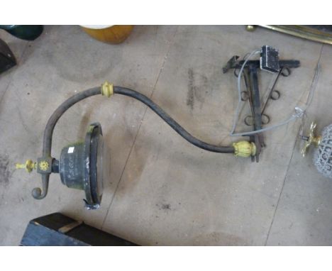 A steel G.E.C. wall mounted street lamp 