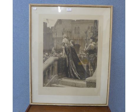 A signed Blair Leighton Pre-Raphaelite print and one other, framed 