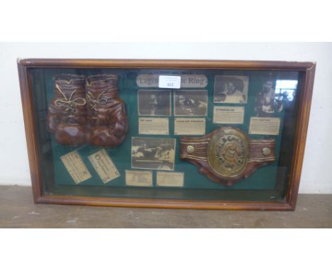 A framed Legends of the Ring boxing diorama 
