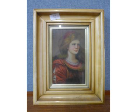 Continental School, portrait of a young lady in 17th Century dress, oil on board, framed 