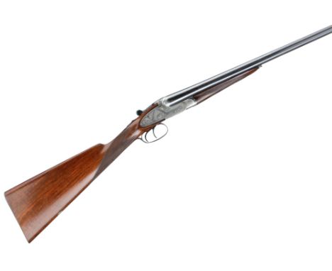 Chequered butt pad to nicely figured stock, chequered straight grip and fore-end. Sleeved and nitro barrels, the action with 