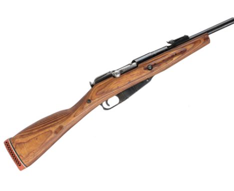 Restocked with laminate stock and ventilated butt pad. Tunnel, post foresight, reproof marks to the muzzle end, tangent rear 