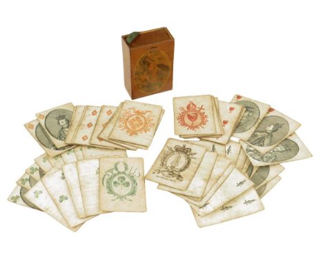 A rare pack of George III 'Monarchs of Europe' playing cards by Rowley & Co., steel engraved on card, the suits as portraits 