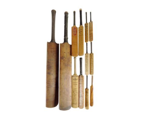 Cricketing interest. A collection of presentation cricket bats, including 'THE GUVNOR' by Abel & Sons, signed by Robert Abel 