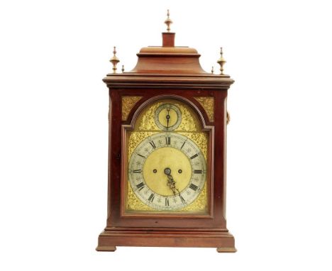 A mahogany striking bracket clock, the eight inch brass dial signed 'Desbois, London' on the silvered chapter ring, matted ce