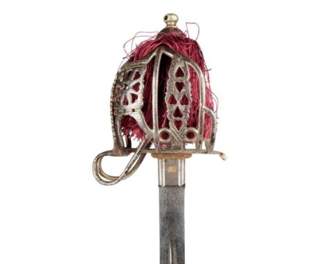 A Victorian Scottish basket hilt officer's sword, by Henry Wilkinson, Pall Mall, London, no. 27070, with an 83.5cm long blade