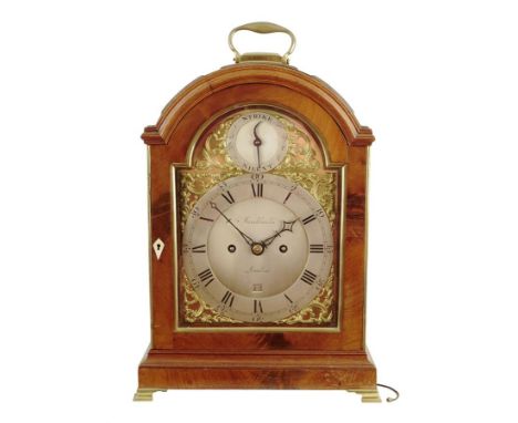 A George III mahogany striking verge bracket clock by Brockbanks, the twin barrel four pillar movement with pull repeat and s