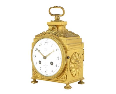 A 19th century French ormolu pendule d'officier, the quarter movement stamped '6012' striking on a bell with a platform lever