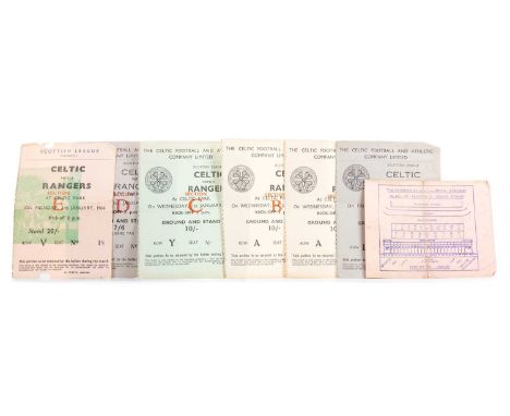 CELTIC F.C. VS RANGERS F.C. - EIGHT LEAGUE MATCH TICKET STUBS,1st Jan 1954 (2x), 1st Jan 1958 (3x), 1st Jan 1959 (2x), 3rd Ja