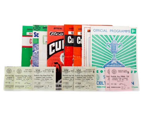CELTIC F.C. DOMESTIC CUPS - ELEVEN PROGRAMMES AND TEN TICKETS,including vs. Clyde, October 6th 1956, Rangers, 2nd April  1960