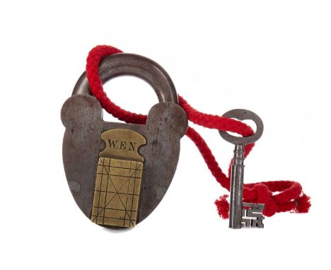 WENLOCK OLYMPIAN GAMES INTEREST,a large presentation wrought iron padlock and key, possibly a winning entry for the industria