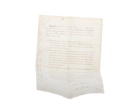 ANDREW DONALDSON, CELTIC F.C. CONTRACT,dated 1st May 1911, signed by Donaldson as well as Willie Maley and James Kelly
