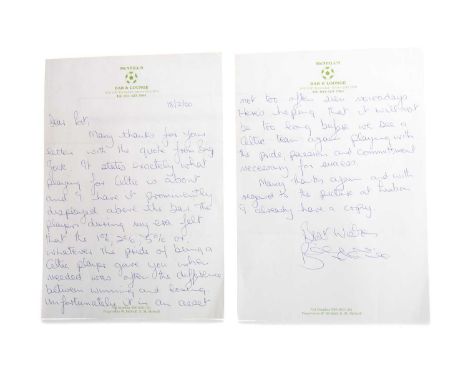 SIGNED LETTER FROM BILLY MCNEILLon McNeill's Bar & Lounge headed paper, dated 18/2/00, in response to a fan:'Dear Pat,Many th