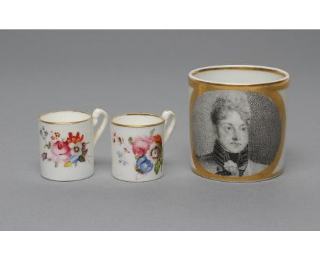 OF ROYAL INTEREST- a French porcelain coffee can painted in black monochrome with the head and shoulders portrait of the Prin