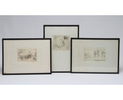 EILEEN A. SOPER (1905-1990), "Skipping", etching, signed in pencil, plate size 4" x 6 3/4", another "Bedtime", 4" x 5 3/4", a