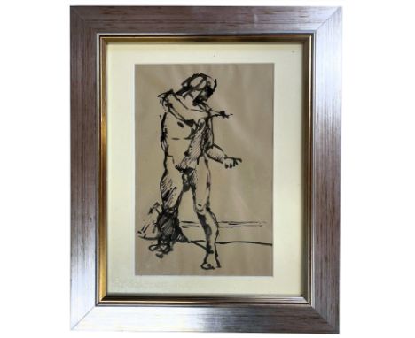 Robin Symes (British, 1939-2023)Untitled - Abstract Male sitter nude studyBlack ink on paperUnsignedFramed &amp; glazedMeasur