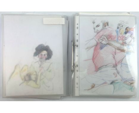 Robin Symes (British, 1939-2023)Two folders of original drawings / sketchesColour pencil, graphite pencil &amp; more on paper