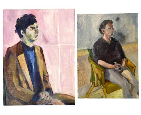 Robin Symes (British, 1939-2023)Untitled - Two Portrait studies of seated Male SittersOil on canvasUnsignedUnframedLargest me