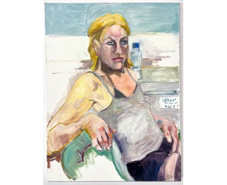 Robin Symes (British, 1939-2023)
Untitled - Portrait of lady with a water bottleOil on canvas studyUnsigned
UnframedMeasures 