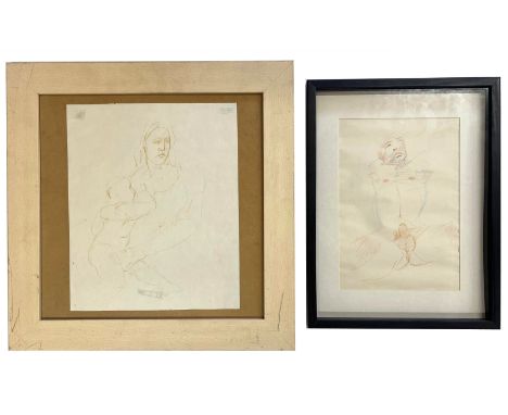 Robin Symes (British, 1939-2023)Untitled - Two life-drawing sketches Graphite &amp; Colour pencil life drawing UnsignedFramed