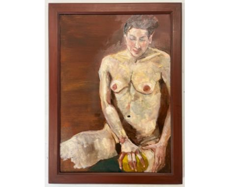 Robin Symes (British, 1939-2023)Untitled - Nude portrait of Woman on Brown BackgroundOil on canvasUnsignedFramedMeasures appr