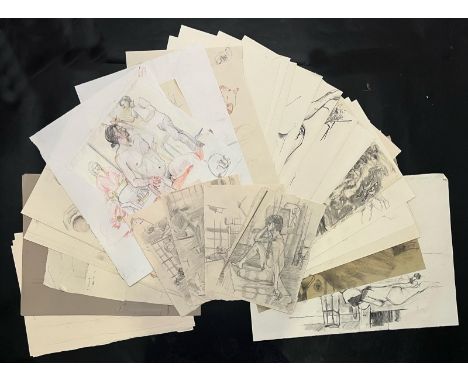 Robin Symes (British, 1939-2023)Large collection of life drawing sketches, circa 2009Graphite pencil, charcoal &amp; sepia pe
