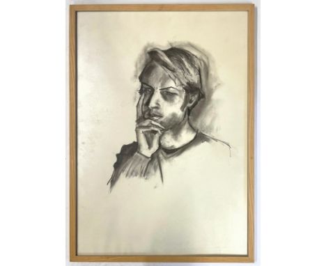 Robin Symes (British, 1939-2023)
Untitled - Portrait of male sitter in thinking positionCharcoal on paper
Unsigned
Framed &am